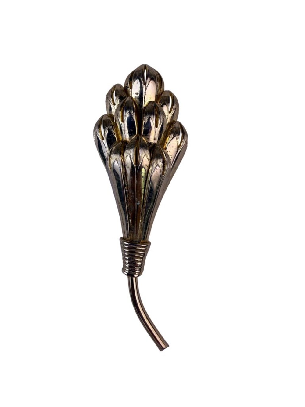 Vintage Womens Gold Tone Various Metal Decorative Brooch Floral Design